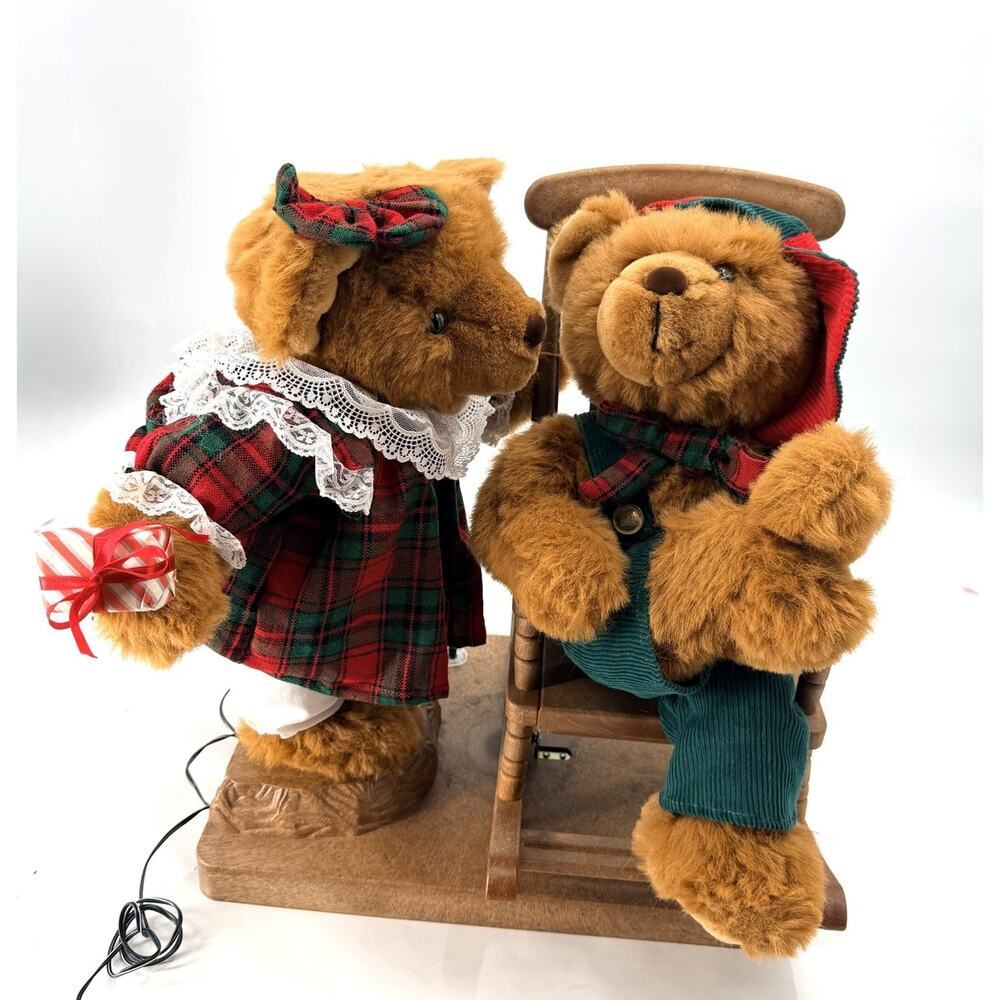 Vintage 90s Santa's Best 19" Animated Christmas Cubby Bears